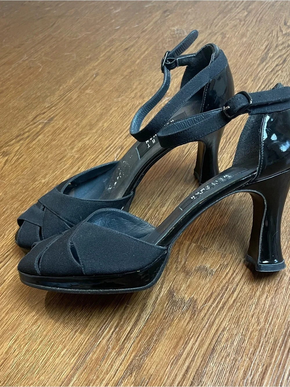 Vintage Stuart Weitzman Black Ankle-Strap Heels Size 7.5
